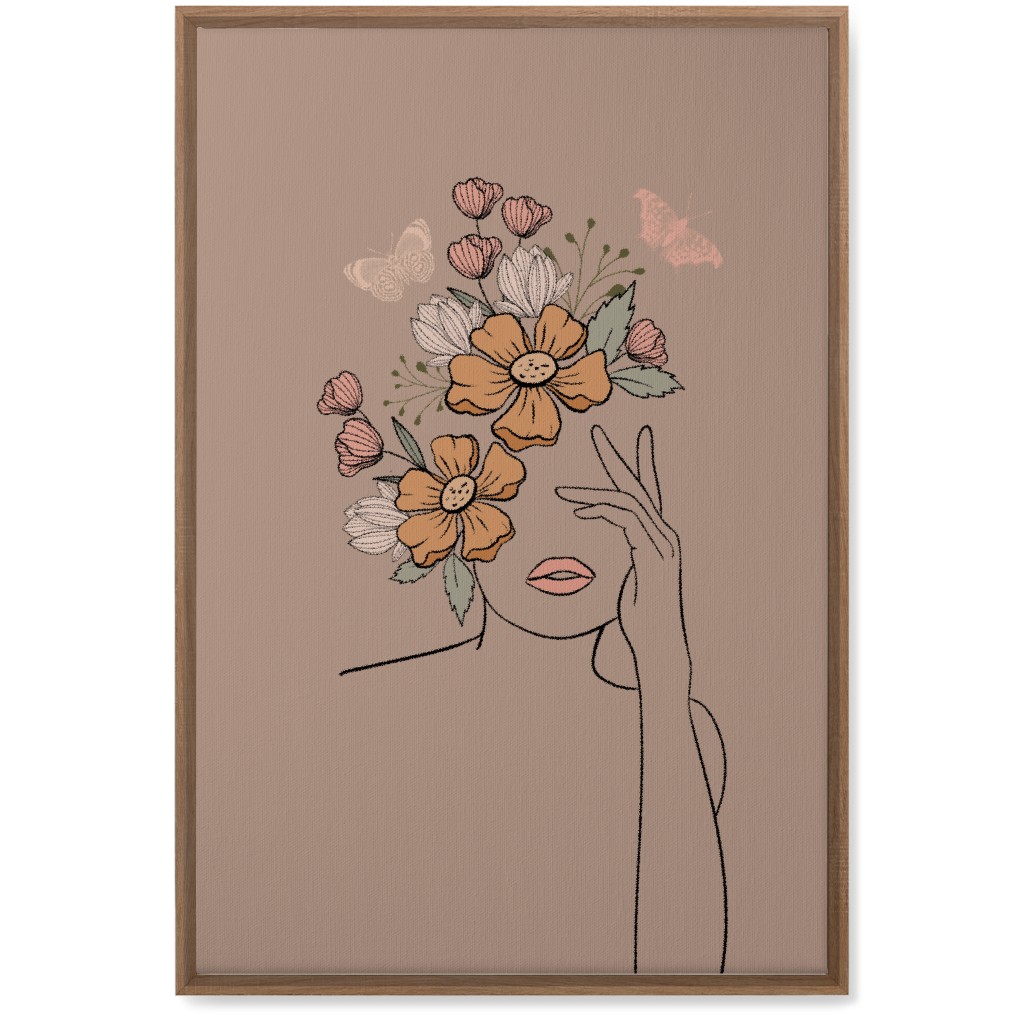 Line Art Botanical Sketch - Neutral Wall Art, Natural, Single piece, Canvas, 20x30, Beige