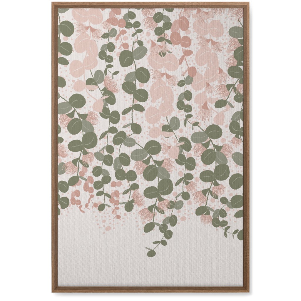 Eucalyptus - Pink & Green on Beige Wall Art, Natural, Single piece, Canvas, 20x30, Green, Classic Green