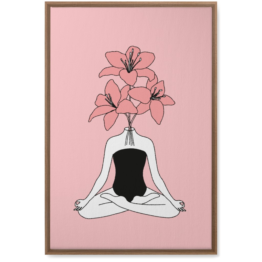 Feminine Yoga - Pink Wall Art, Natural, Single piece, Canvas, 20x30, Pink, Bright Pink