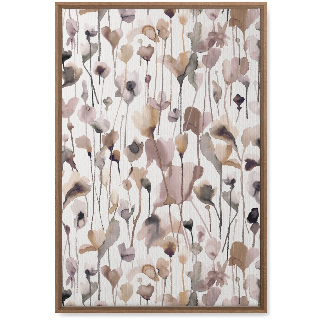 Watercolor Wild Rustic Flowers - Neutral Wall Art, Natural, Single piece, Canvas, 20x30, Brown, Brown