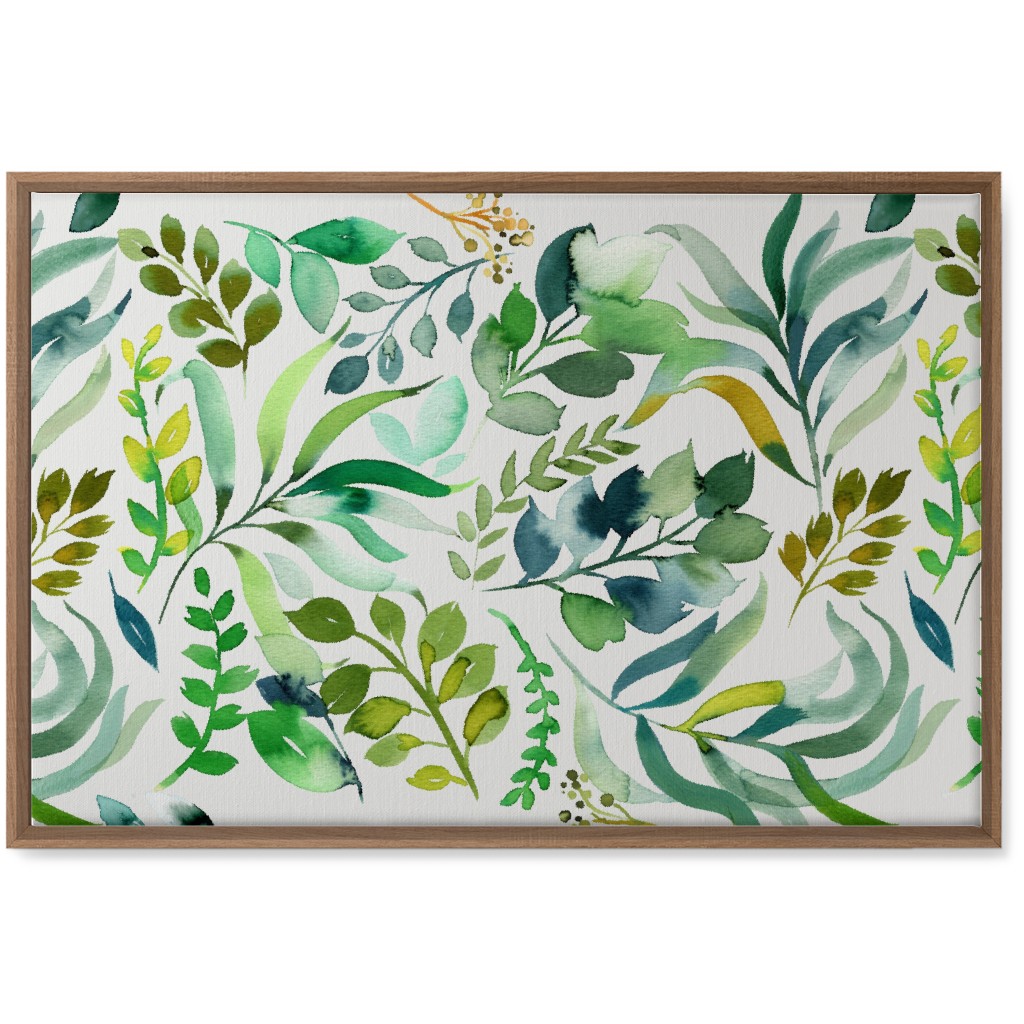 Watercolor Leaves Wall Art, Natural, Single piece, Canvas, 20x30, Green