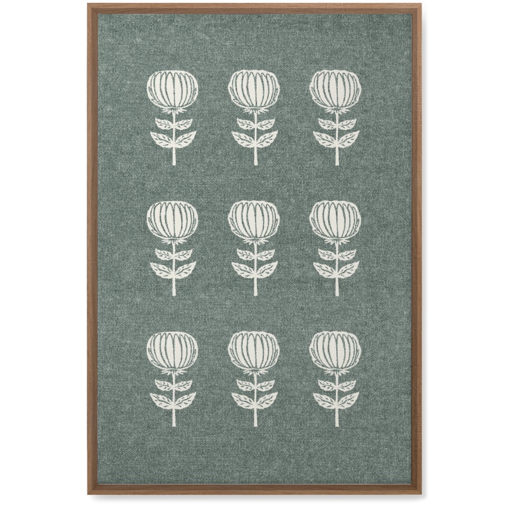 Block Print Floral Wall Art, Natural, Single piece, Canvas, 20x30, Green, Catalina