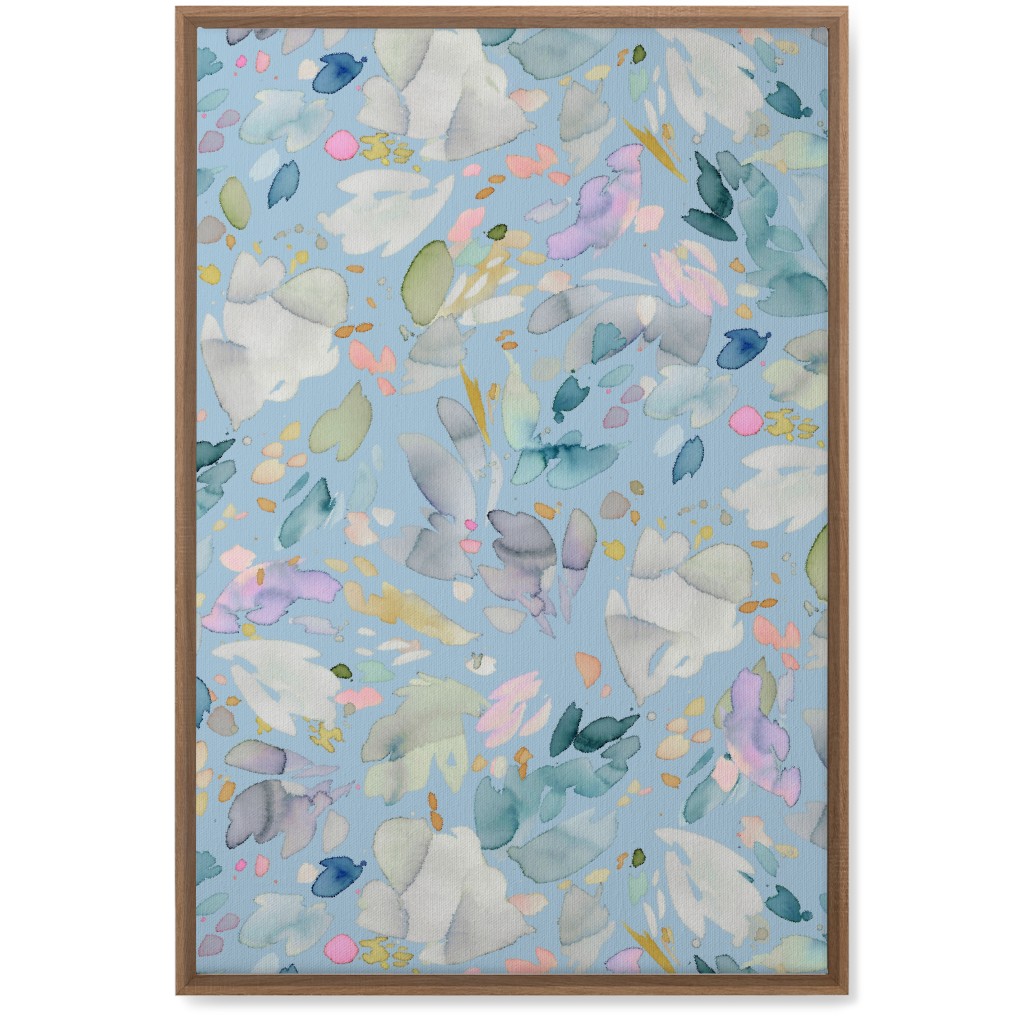 Abstract Petal Flowering Wall Art, Natural, Single piece, Canvas, 20x30, Blue, Celeste