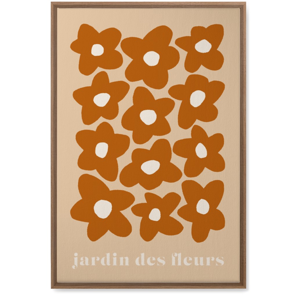Botanical Graphic Retro Flower Garden Wall Art, Natural, Single piece, Canvas, 20x30, Orange