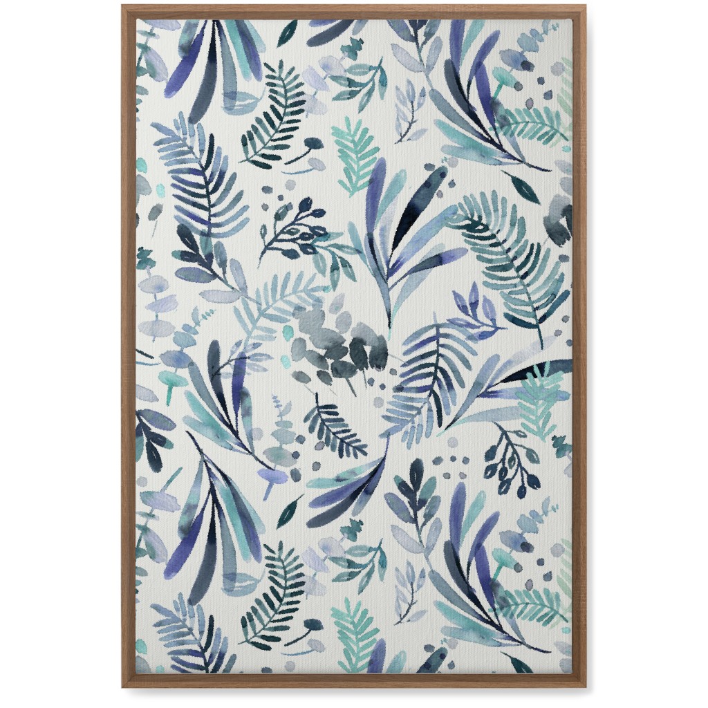 Tuscany Leaves - Blue Wall Art, Natural, Single piece, Canvas, 20x30, Blue, True Blue