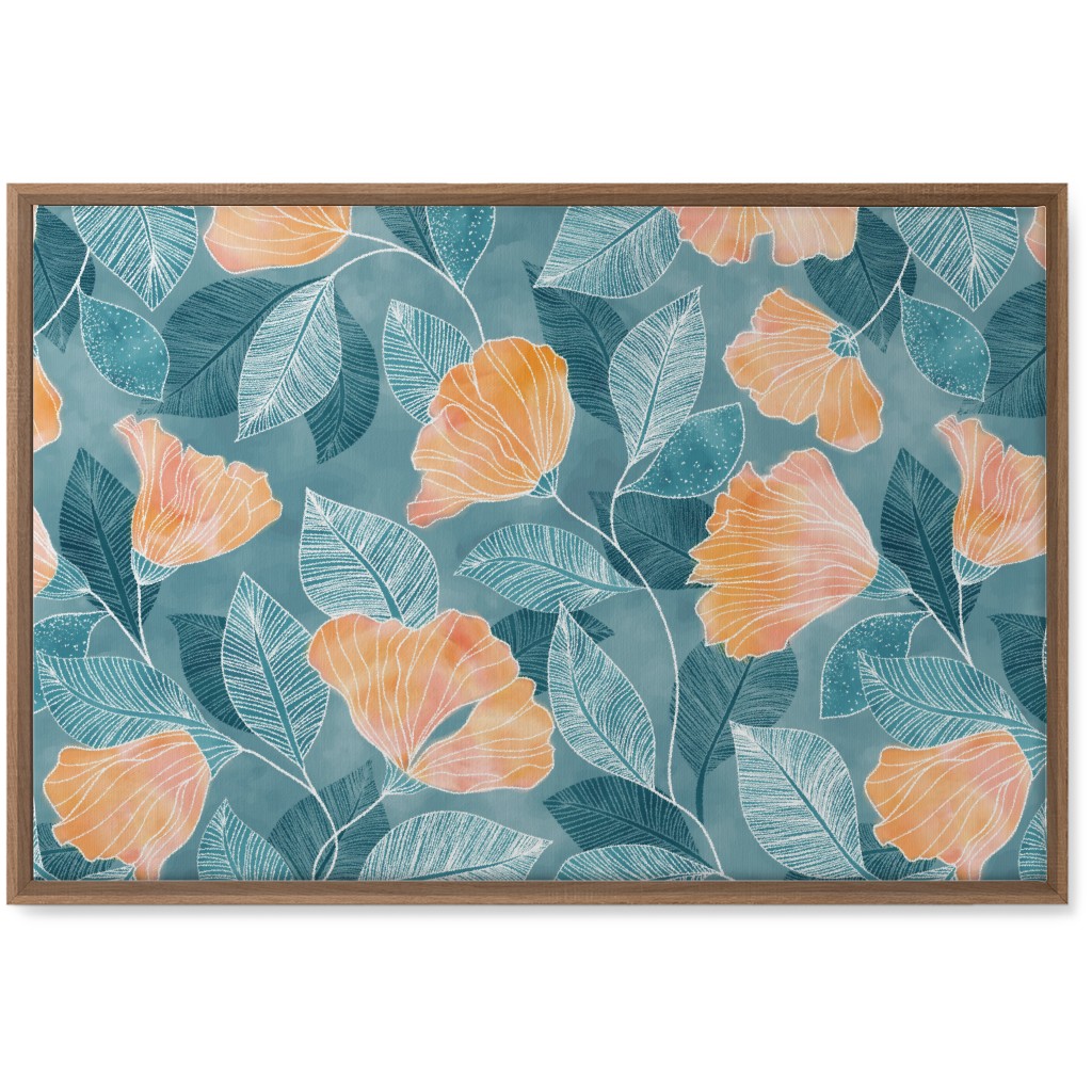 Rose of Sharon - Pink & Blue Wall Art, Natural, Single piece, Canvas, 20x30, Blue