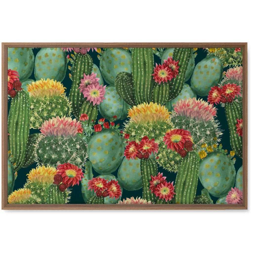 Tropical Cactus Flowers Wall Art, Natural, Single piece, Canvas, 20x30, Multicolor