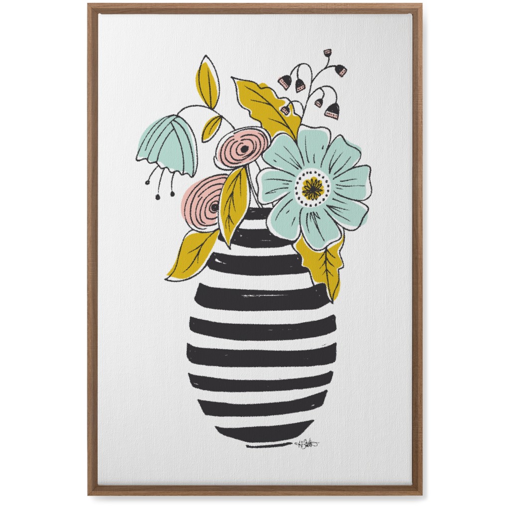 Summer Floral Vase Wall Art, Natural, Single piece, Canvas, 20x30, Multicolor, White