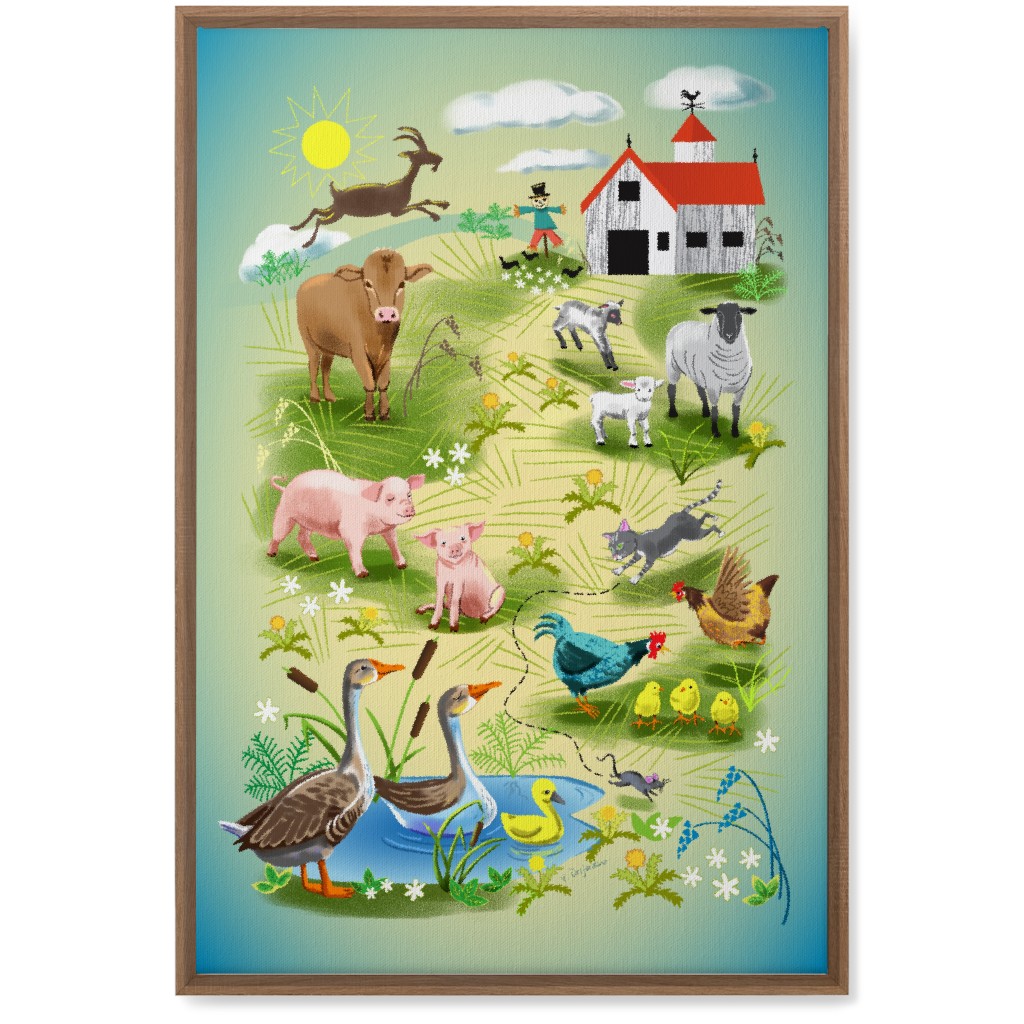 Animals on the Farm - Multi Wall Art, Natural, Single piece, Canvas, 20x30, Multicolor