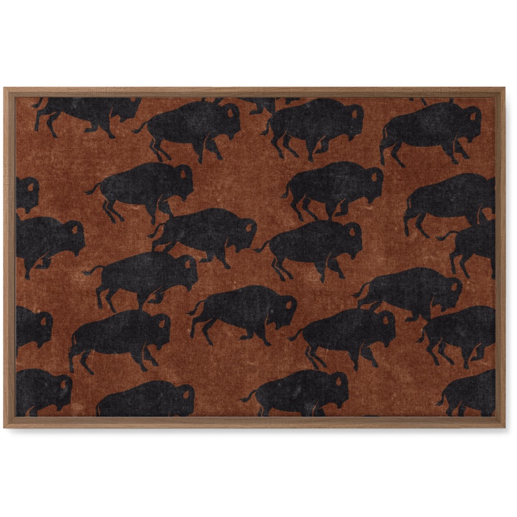 Bison Stampede - Inkwell on Brandywine Wall Art, Natural, Single piece, Canvas, 20x30, Brown