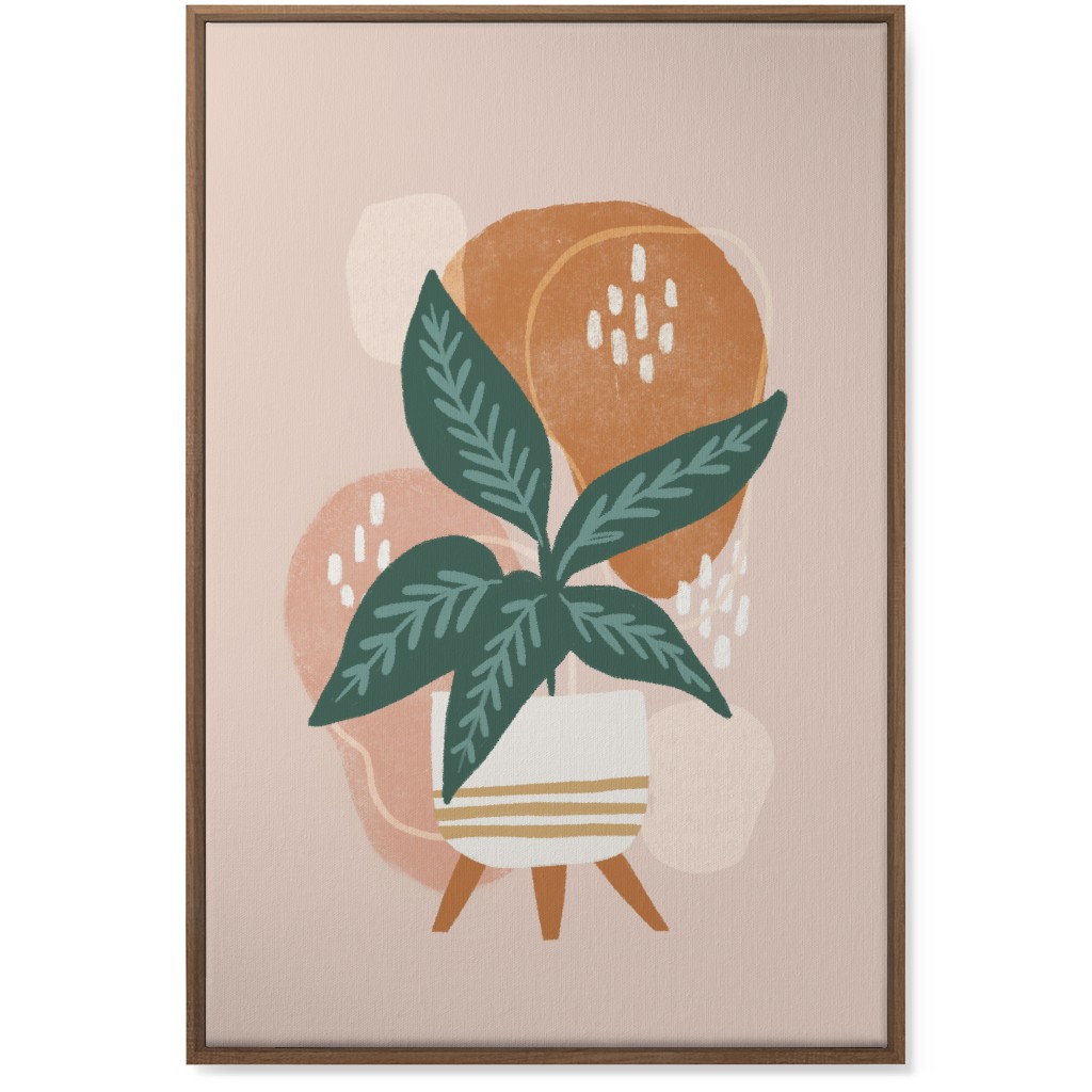 House Plant on Blush Wall Art, Natural, Single piece, Canvas, 24x36, Pink, Bright Pink