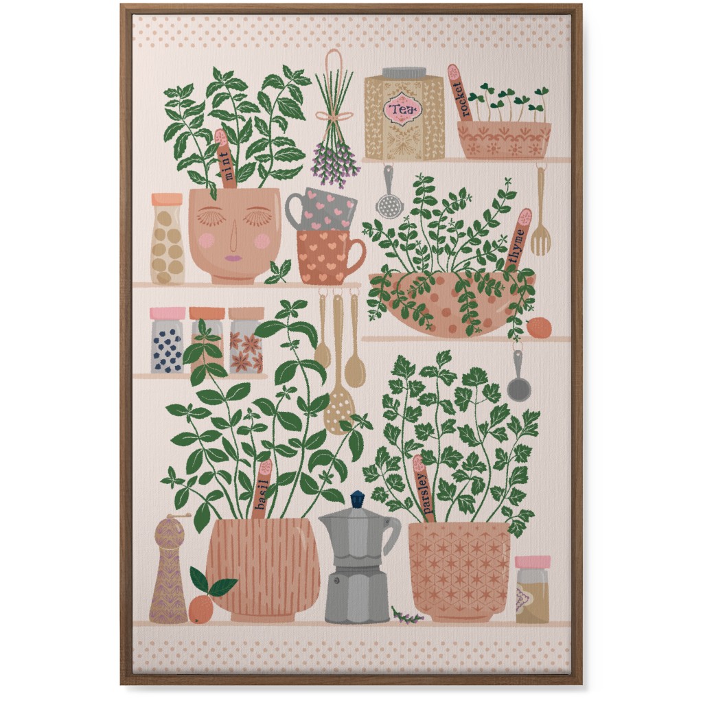 Little Herb Garden in the Kitchen Wall Art, Natural, Single piece, Canvas, 24x36, Multicolor