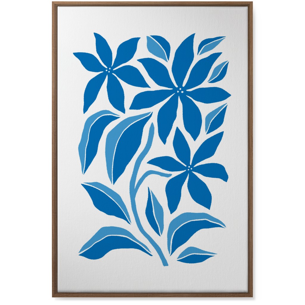Minimalist Block Botanical Floral - Blue Wall Art, Natural, Single piece, Canvas, 24x36, Blue