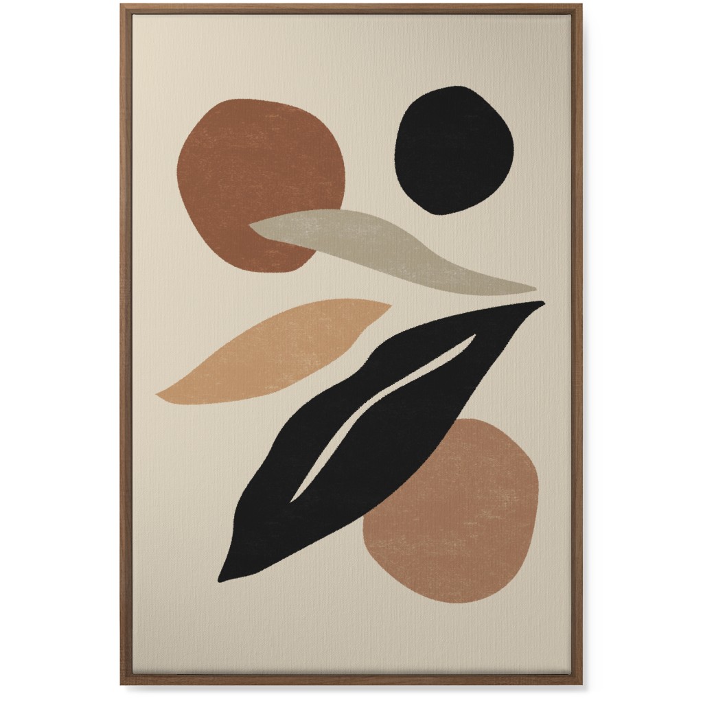 Abstract Shape and Leaf Collage - Neutral Wall Art, Natural, Single piece, Canvas, 24x36, Beige, Pearl