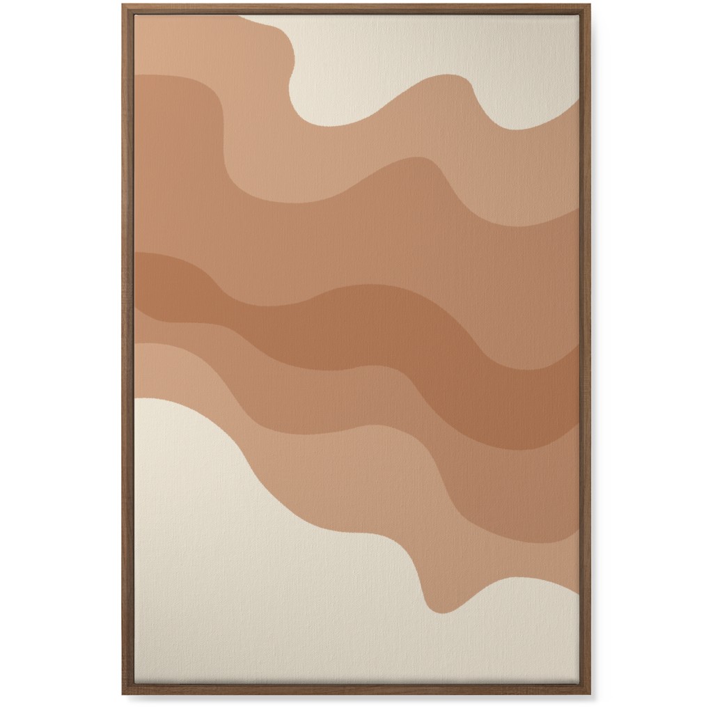 Retro Abstract Waves Wall Art, Natural, Single piece, Canvas, 24x36, Orange, Desert Rose