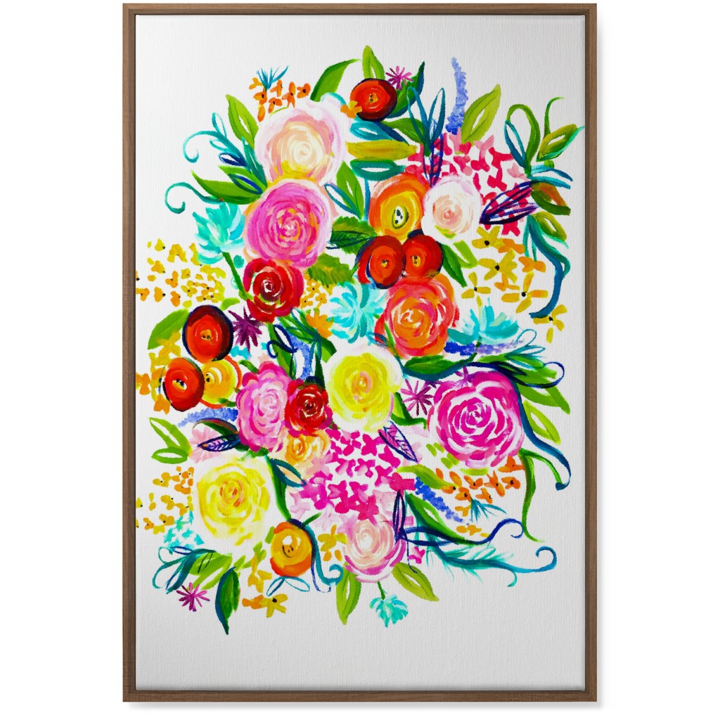 Summer Floral Acrylic Floral - Neon Wall Art, Natural, Single piece, Canvas, 24x36, Multicolor