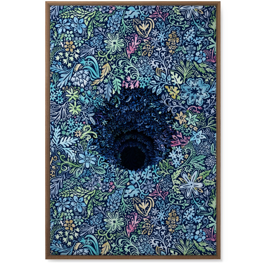 Deep Down Colorful Floral Abstract Wall Art, Natural, Single piece, Canvas, 24x36, Blue, Oasis