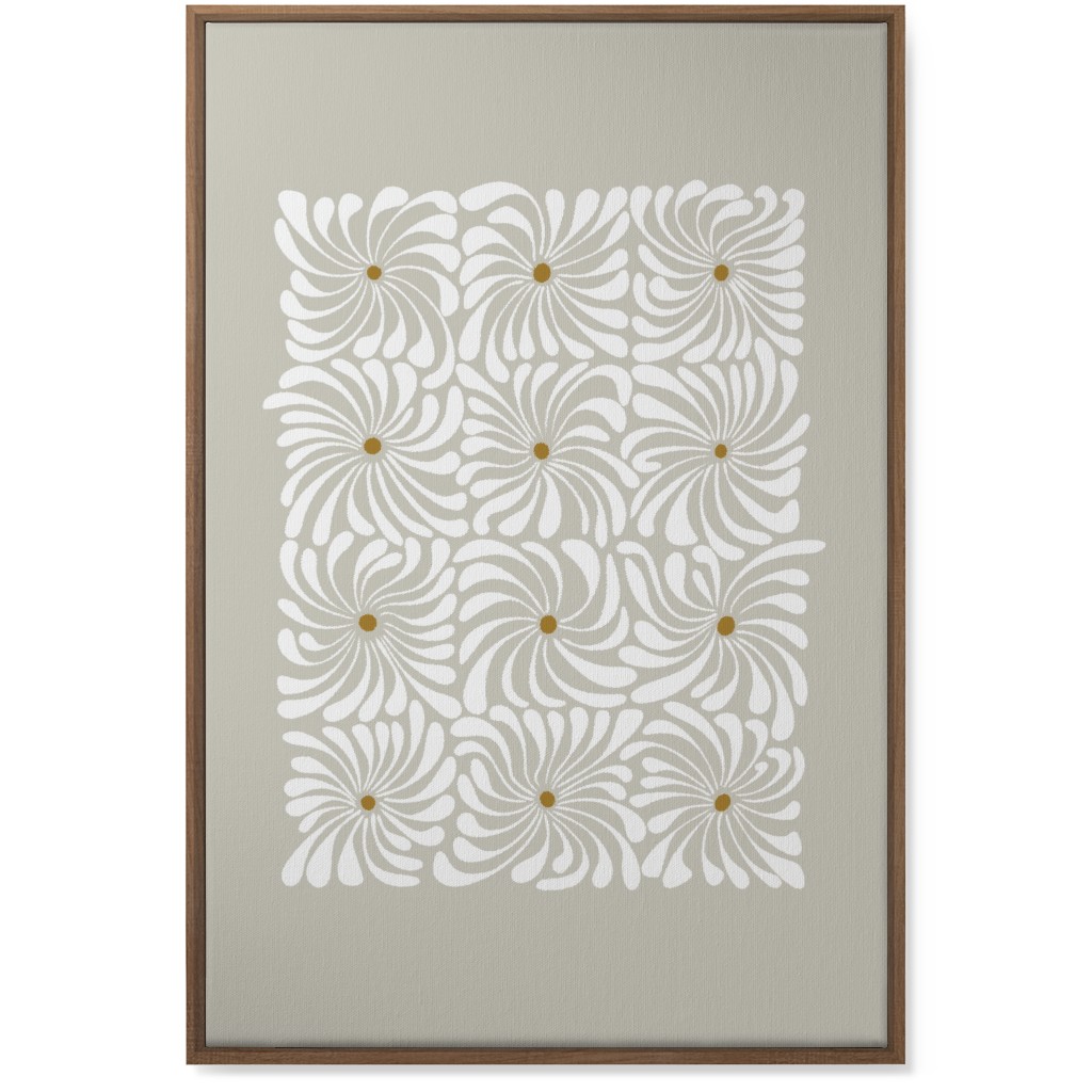 Mod Daisy Grid Wall Art, Natural, Single piece, Canvas, 24x36, Gray, Pebble