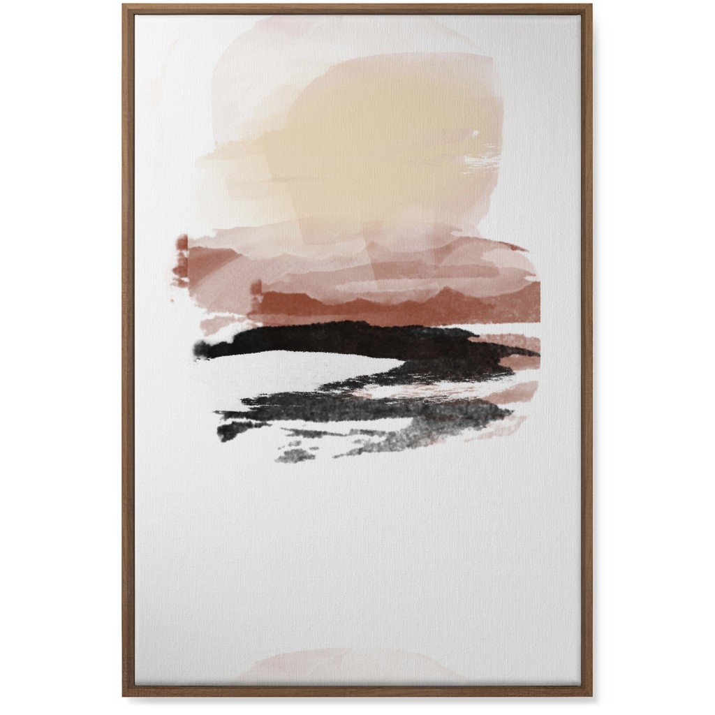 Abstract Sunset - Multi Wall Art, Natural, Single piece, Canvas, 24x36, Pink, Bright Pink