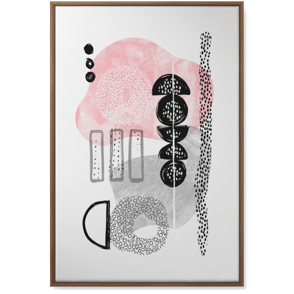 Feminene Abstract - Gray and Pink Wall Art, Natural, Single piece, Canvas, 24x36, Pink, Bright Pink
