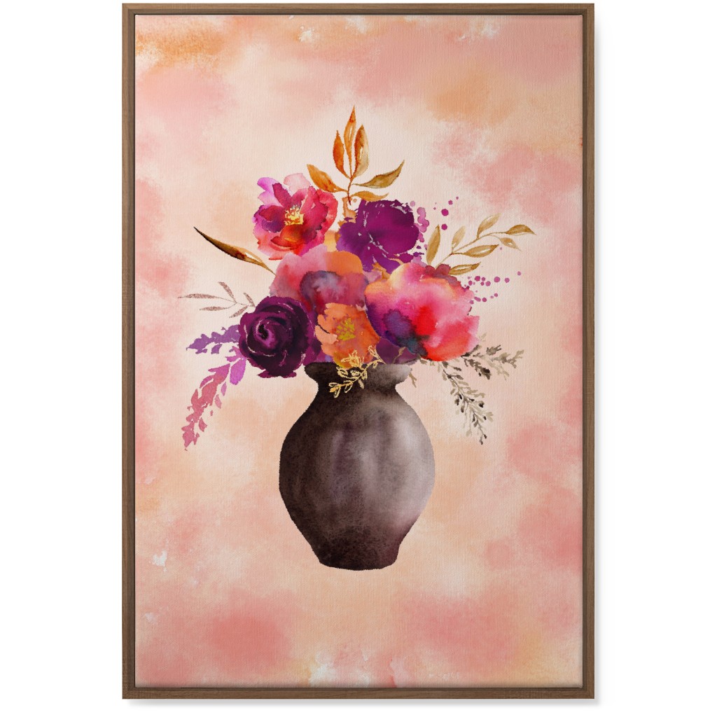 Flowers in a Vase Wall Art, Natural, Single piece, Canvas, 24x36, Pink, Poppy