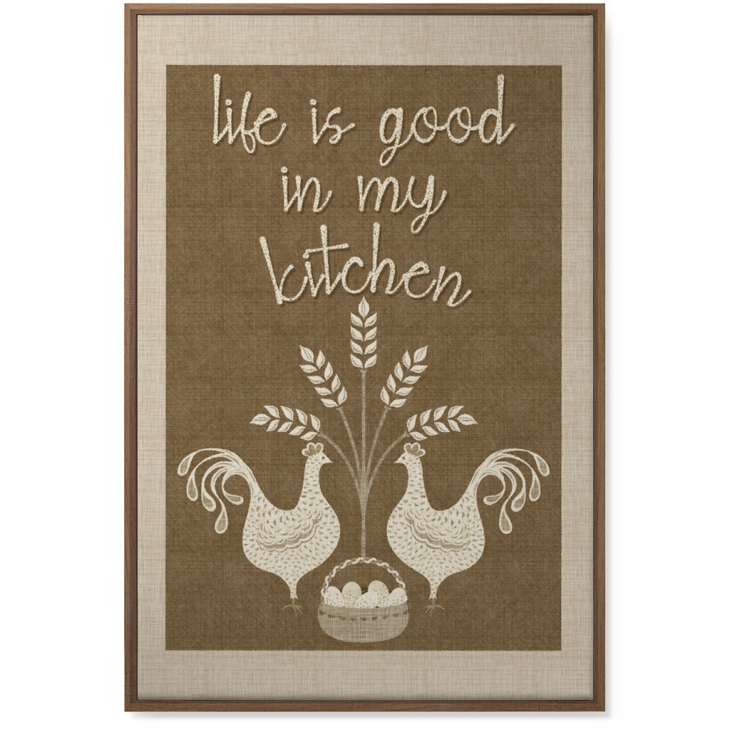 in My Kitchen Vintage Chickens - Brown Wall Art, Natural, Single piece, Canvas, 24x36, Brown
