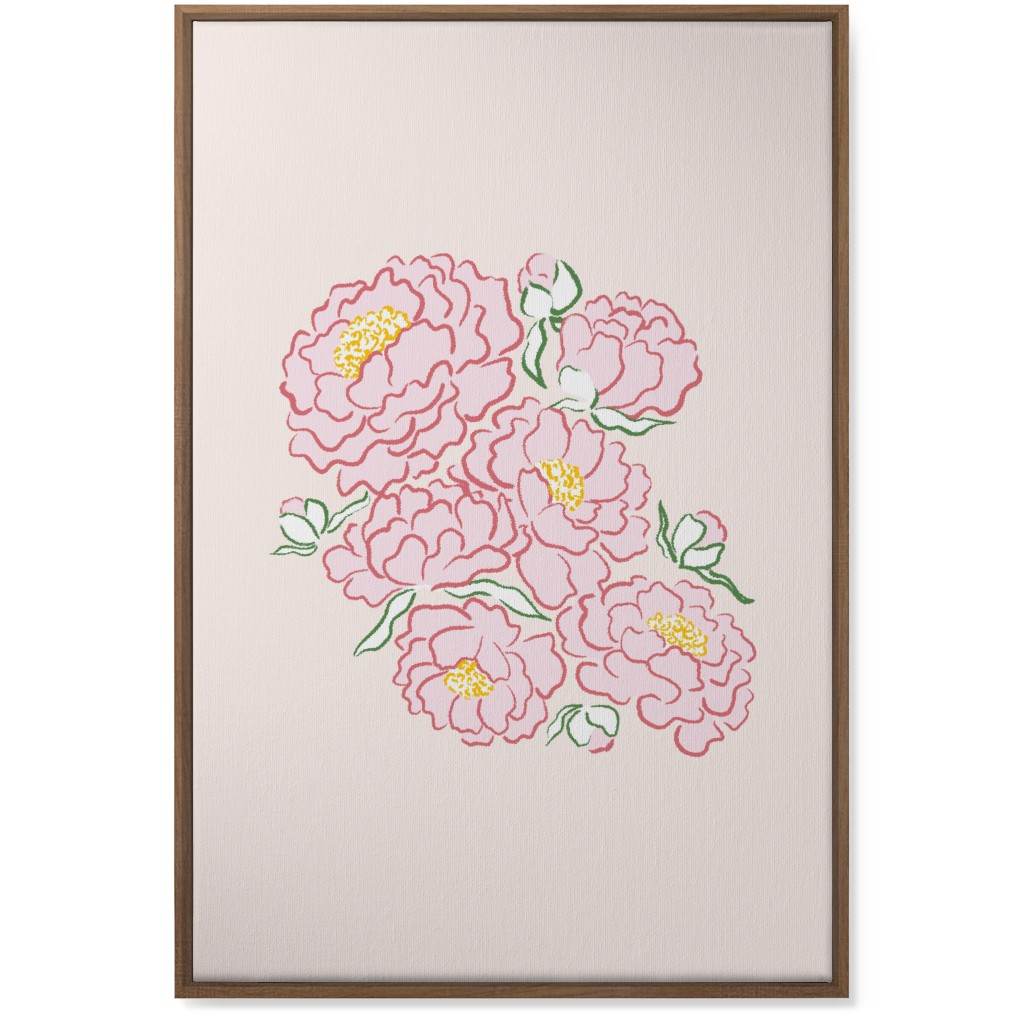 Peonies Wall Art, Natural, Single piece, Canvas, 24x36, Pink
