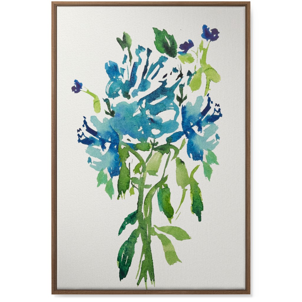 Watercolor Florals - Blue Wall Art, Natural, Single piece, Canvas, 24x36, Blue