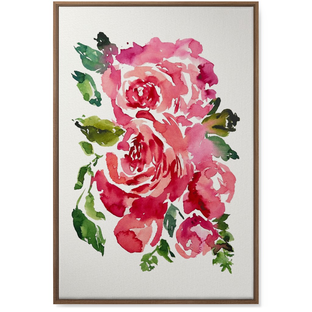 Watercolor Roses - Red Wall Art, Natural, Single piece, Canvas, 24x36, Pink