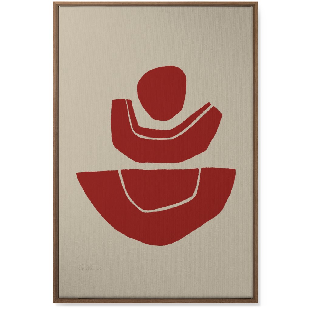 Geometric Abstract Stack Ii Wall Art, Natural, Single piece, Canvas, 24x36, Red