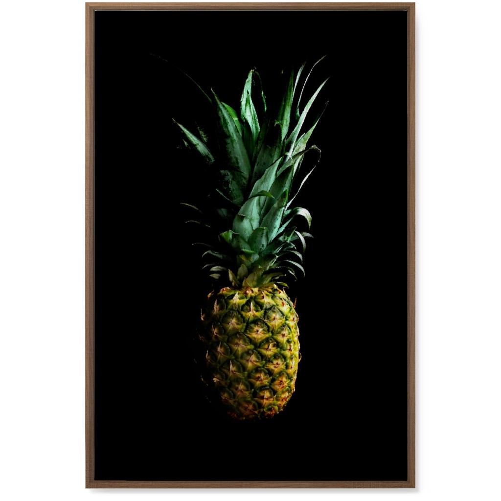 Pineapple - Yellow on Black Wall Art, Natural, Single piece, Canvas, 24x36, Black, Black