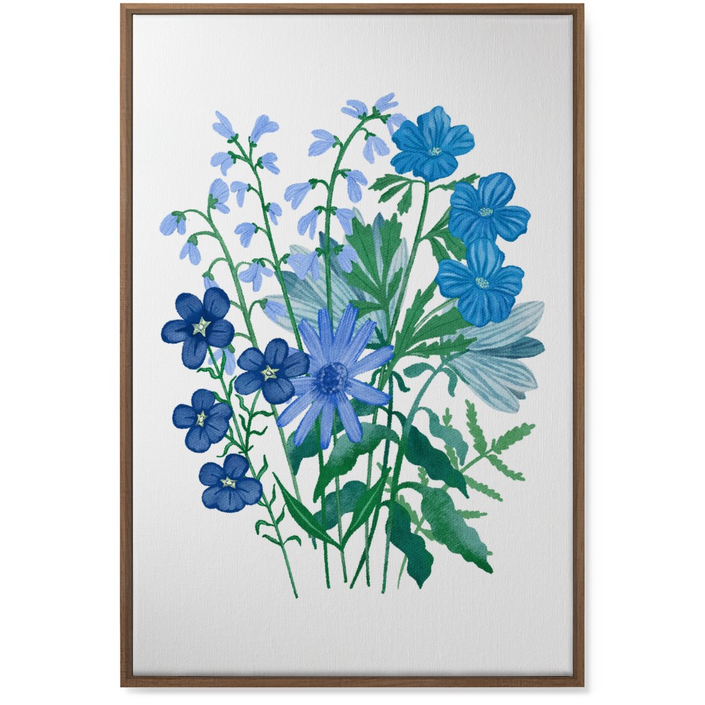 Bouquet of Flowers - Blue Wall Art, Natural, Single piece, Canvas, 24x36, Blue