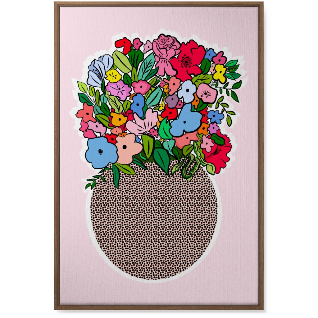 Pretty Happy - Multi on Pink Wall Art, Natural, Single piece, Canvas, 24x36, Pink, Bright Pink