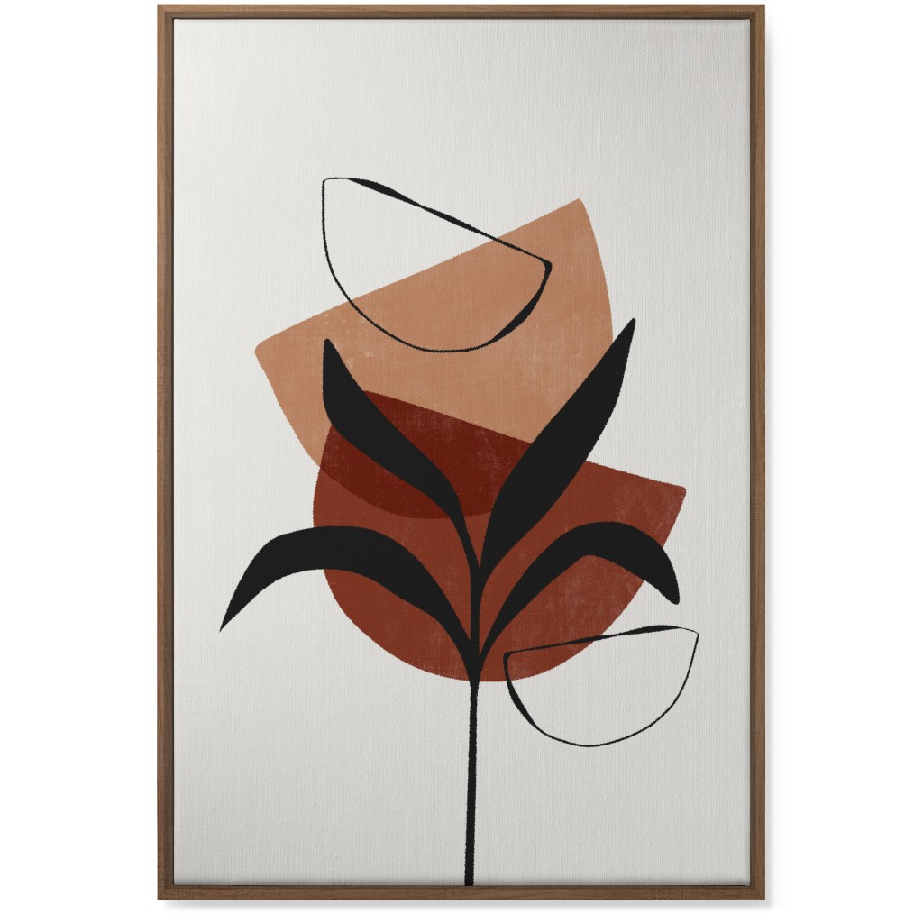 Abstract Leaf Silhouette - Terracotta and Ivory Wall Art, Natural, Single piece, Canvas, 24x36, Brown, Brown