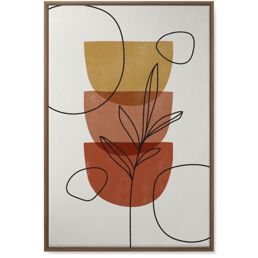 Abstract Leaf Stack - Terracotta and Ivory Wall Art, Natural, Single piece, Canvas, 24x36, Brown, Brown
