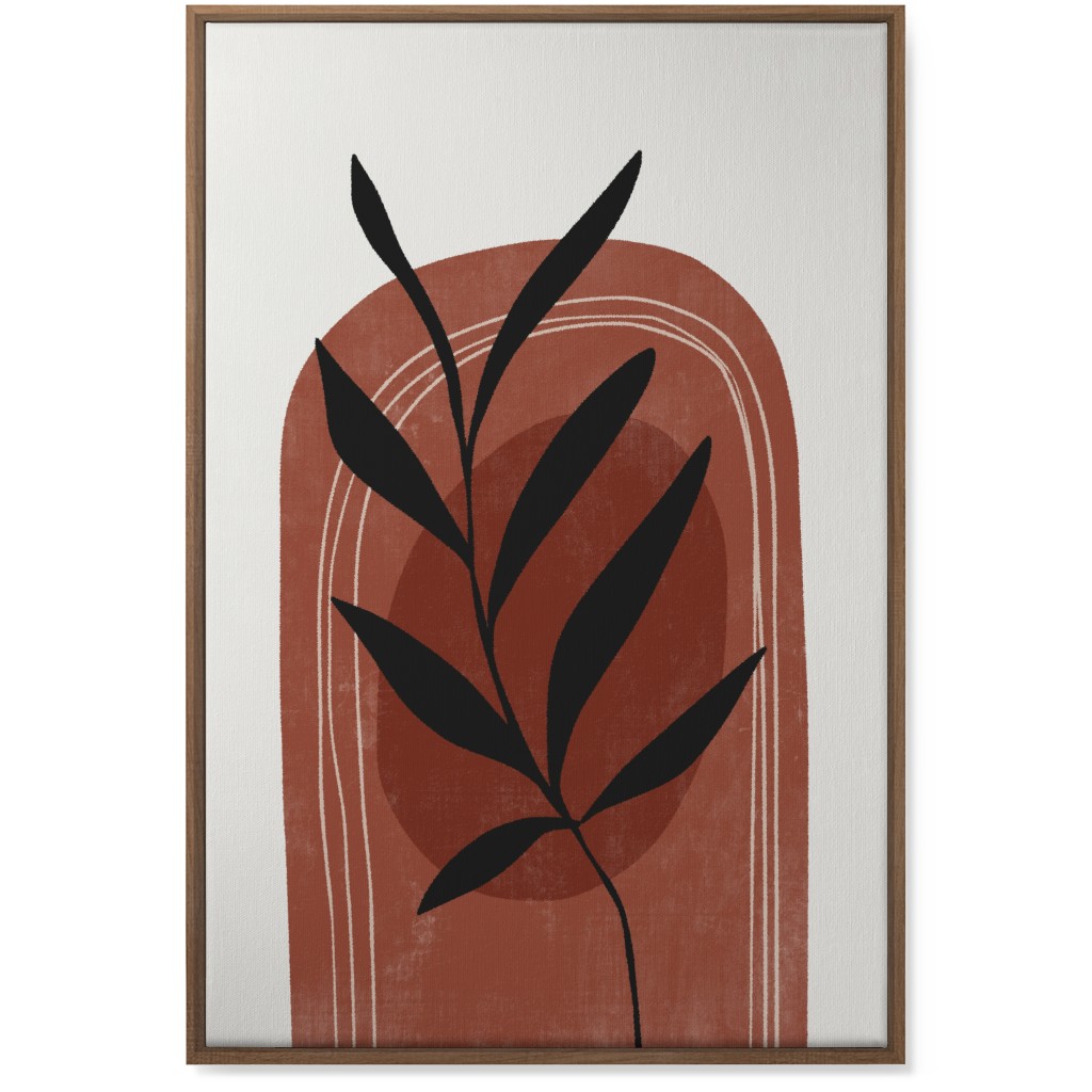 Abstract Leaf Sunrise - Terracotta and Ivory Wall Art, Natural, Single piece, Canvas, 24x36, Brown, Brown