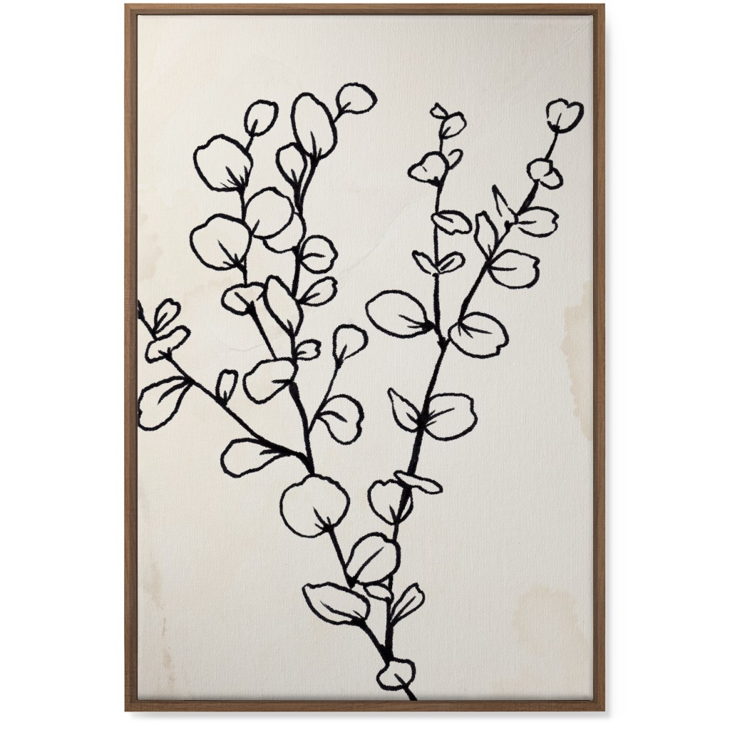 Vintage Eucalyptus Sketch - Beige and Black Wall Art, Natural, Single piece, Canvas, 24x36, Beige, Pearl