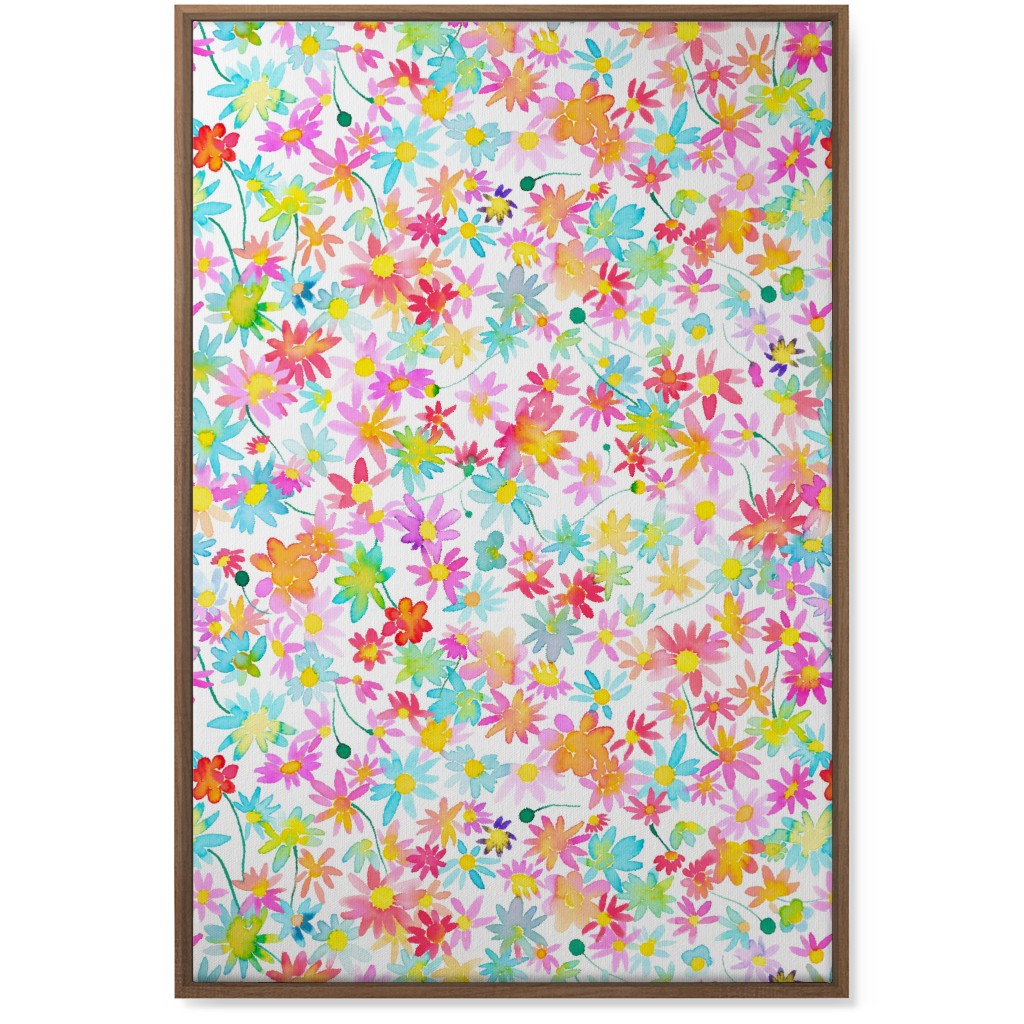 Spring Watercolor Daisies - Multi Wall Art, Natural, Single piece, Canvas, 24x36, Multicolor
