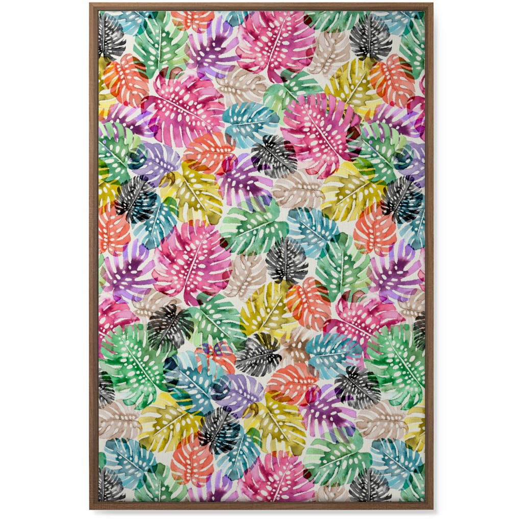 Tropical Monstera Leaves - Bold Wall Art, Natural, Single piece, Canvas, 24x36, Multicolor