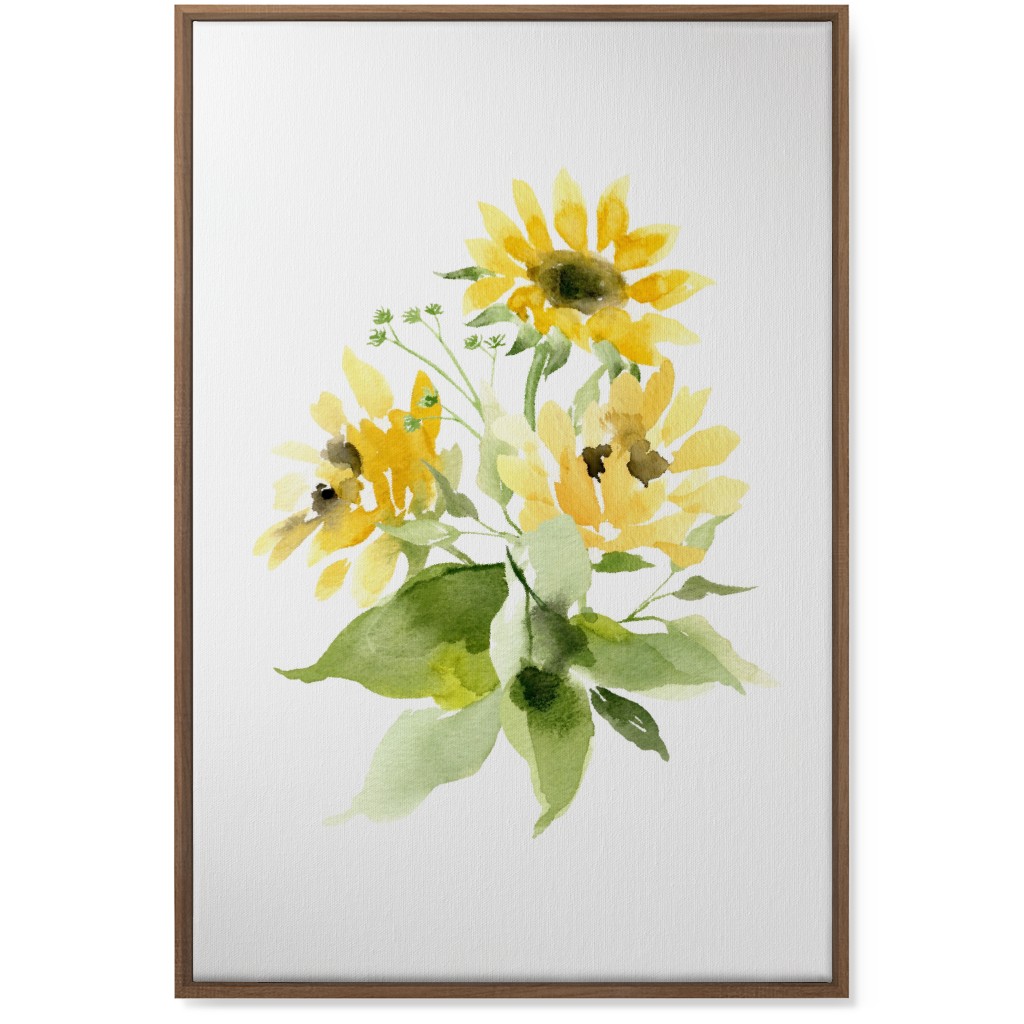 Bunch of Sunflowers Watercolor - Yellow Wall Art, Natural, Single piece, Canvas, 24x36, Yellow, Classic Yellow