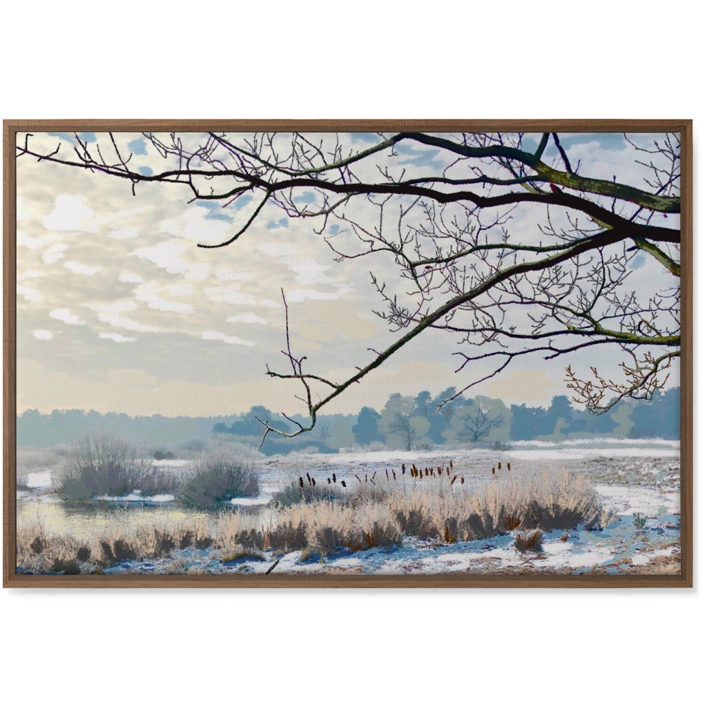 Winter Marsh With Trees Wall Art, Natural, Single piece, Canvas, 24x36, Blue