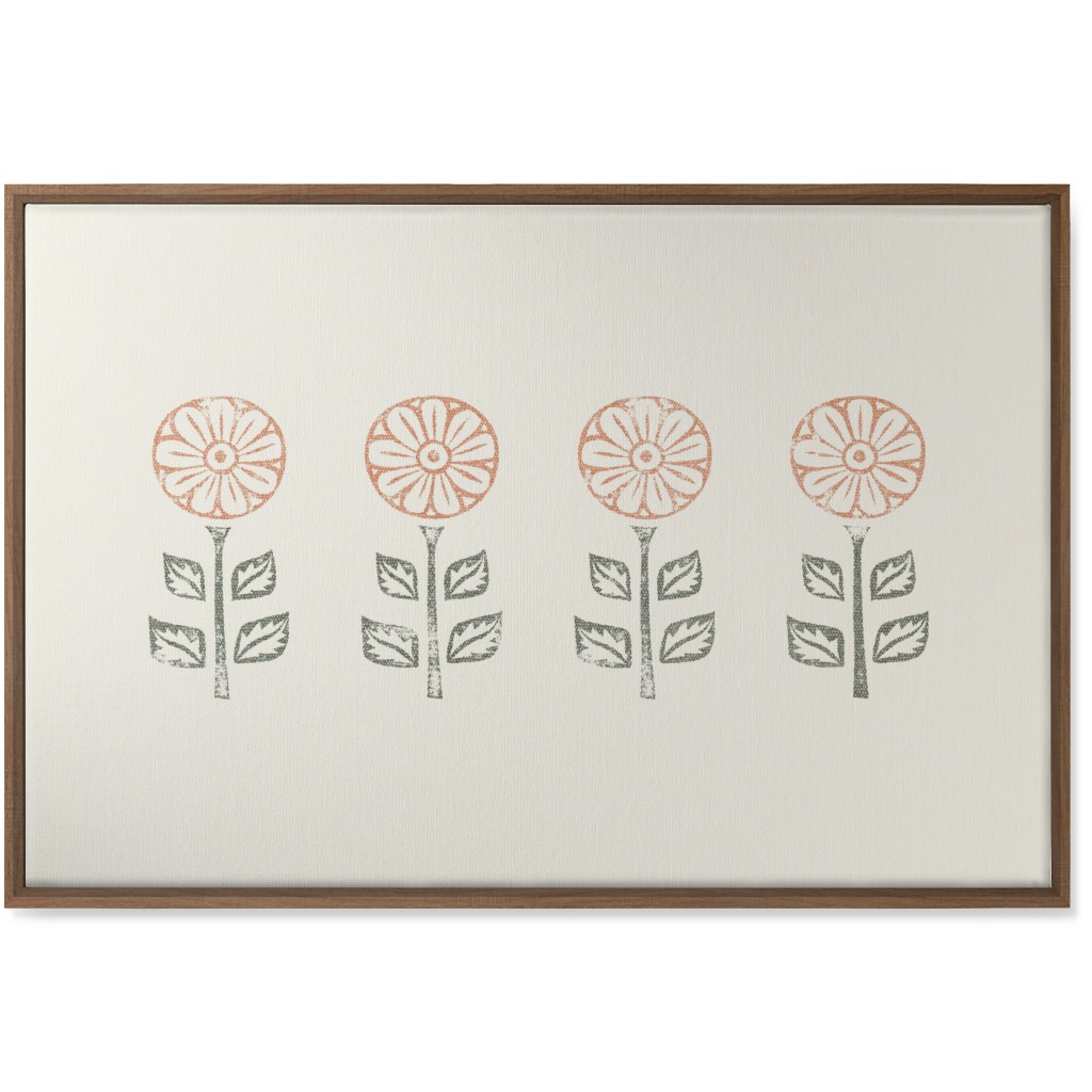 Floral Block Print Ii Wall Art, Natural, Single piece, Canvas, 24x36, Pink, Alpaca