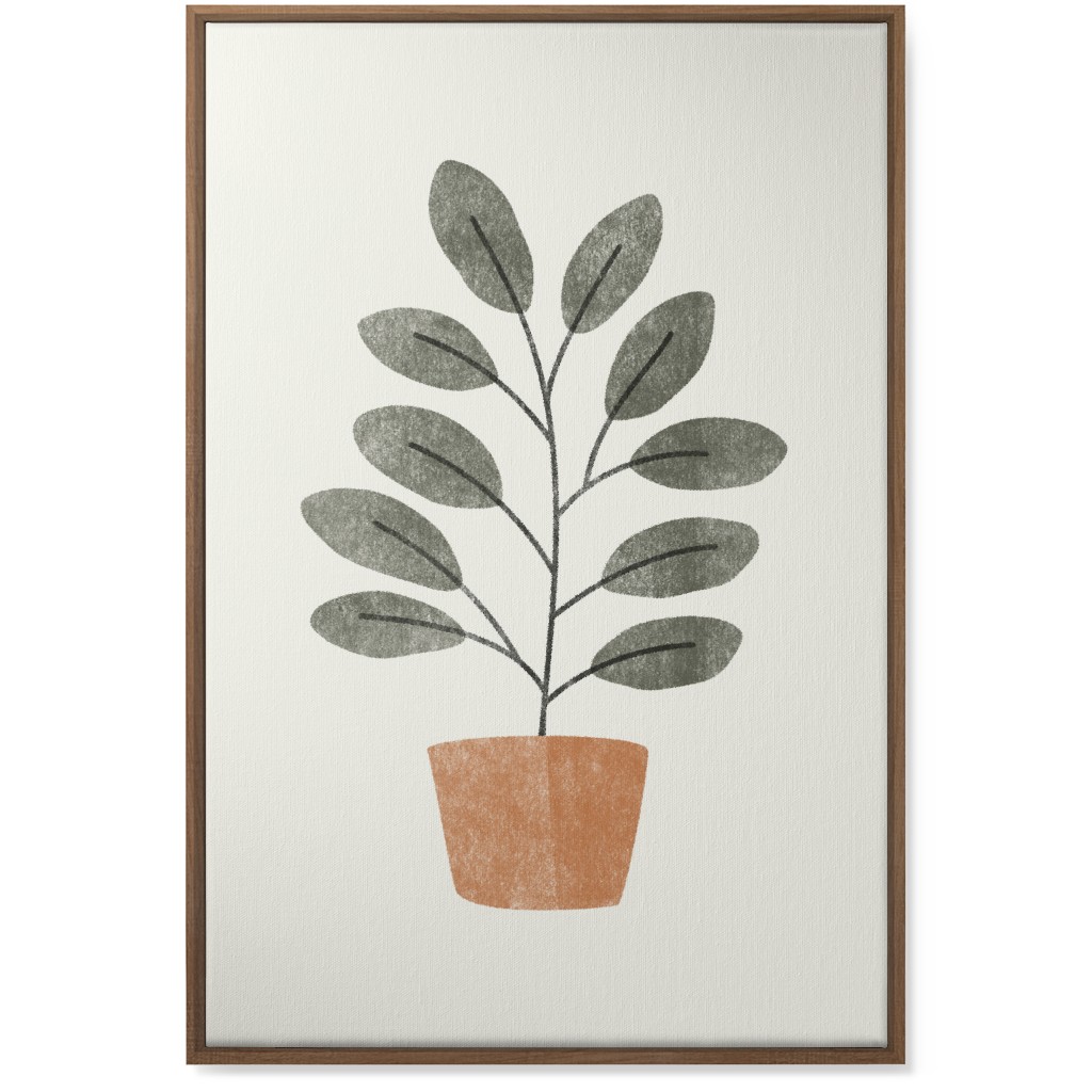 Botanical Plant in Pot - Gray and Beige Wall Art, Natural, Single piece, Canvas, 24x36, Gray