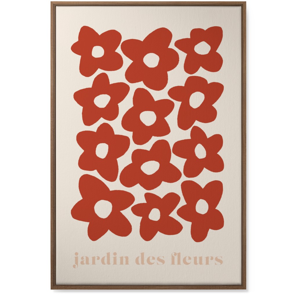Botanical Graphic Retro Flower Garden Wall Art, Natural, Single piece, Canvas, 24x36, Red, Cinnamon