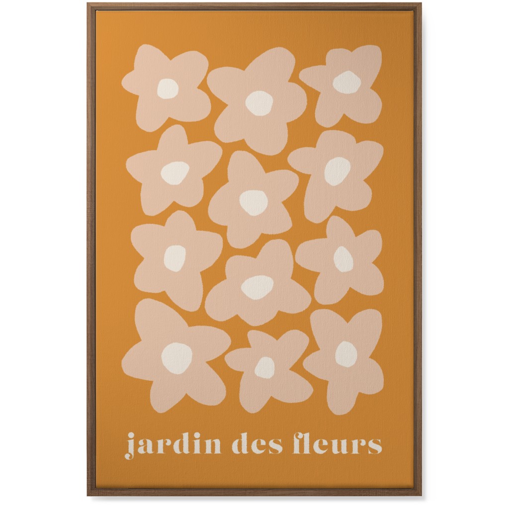 Botanical Graphic Retro Flower Garden Wall Art, Natural, Single piece, Canvas, 24x36, Orange, Melon