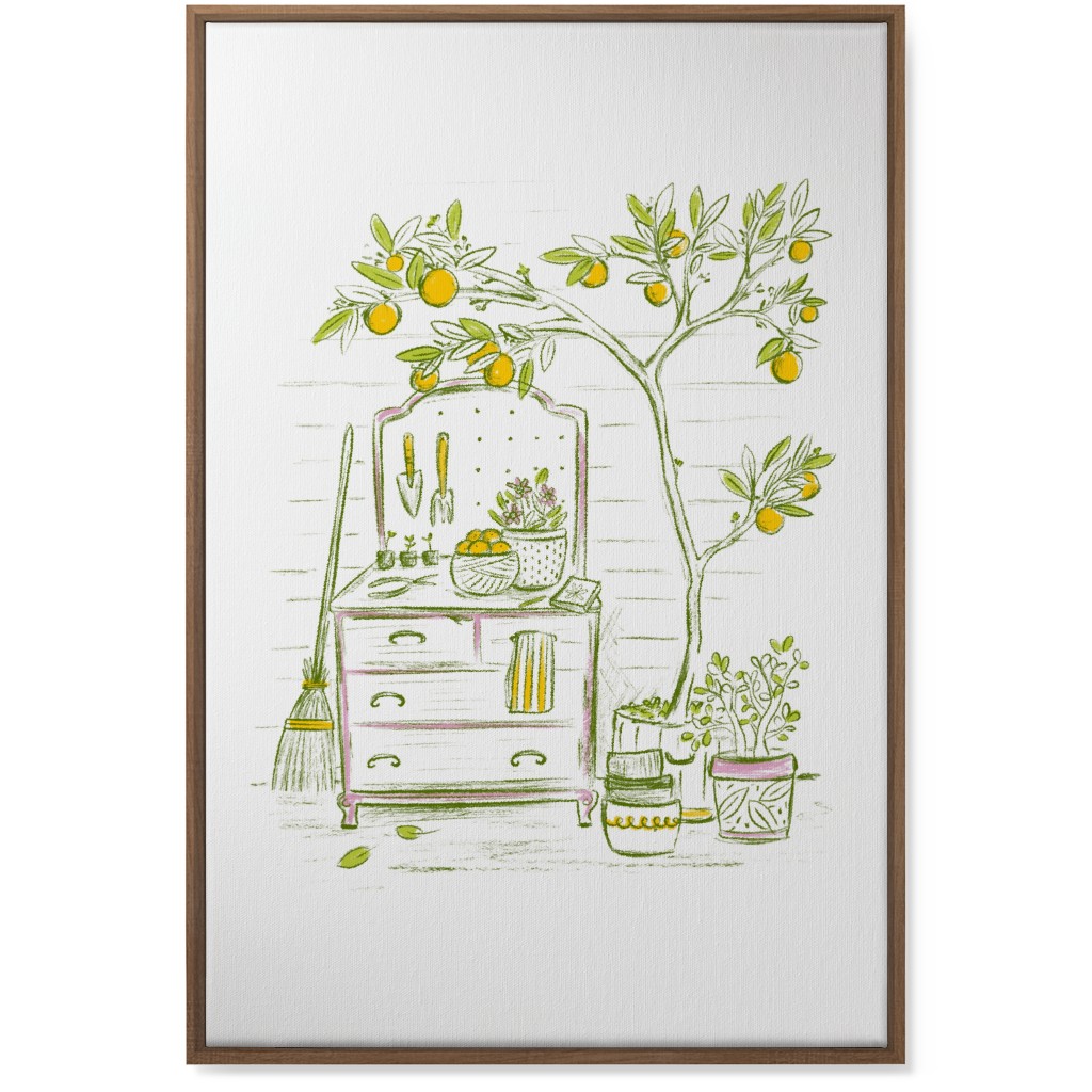 Lemon Tree - Yellow on White Wall Art, Natural, Single piece, Canvas, 24x36, Yellow, Classic Yellow