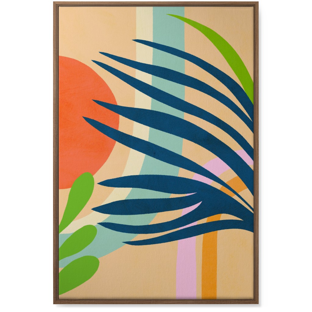 Palm, Sun and Rainbow Tropical Botanicals - Multi Wall Art, Natural, Single piece, Canvas, 24x36, Multicolor