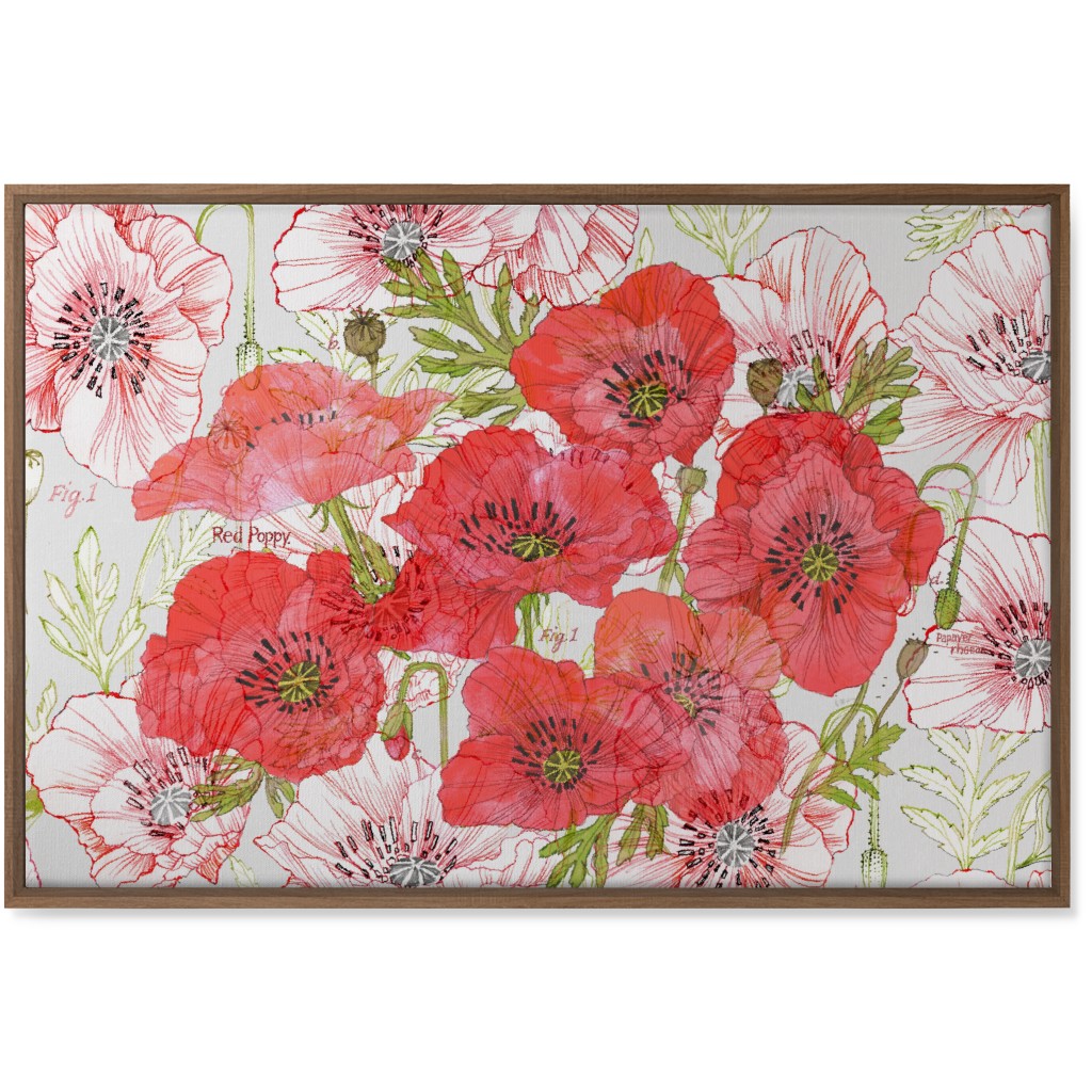 Poppy Romance - Red Wall Art, Natural, Single piece, Canvas, 24x36, Red