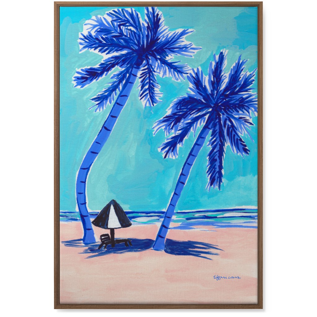 Beach Side - Blue and Beige Wall Art, Natural, Single piece, Canvas, 24x36, Blue, True Blue