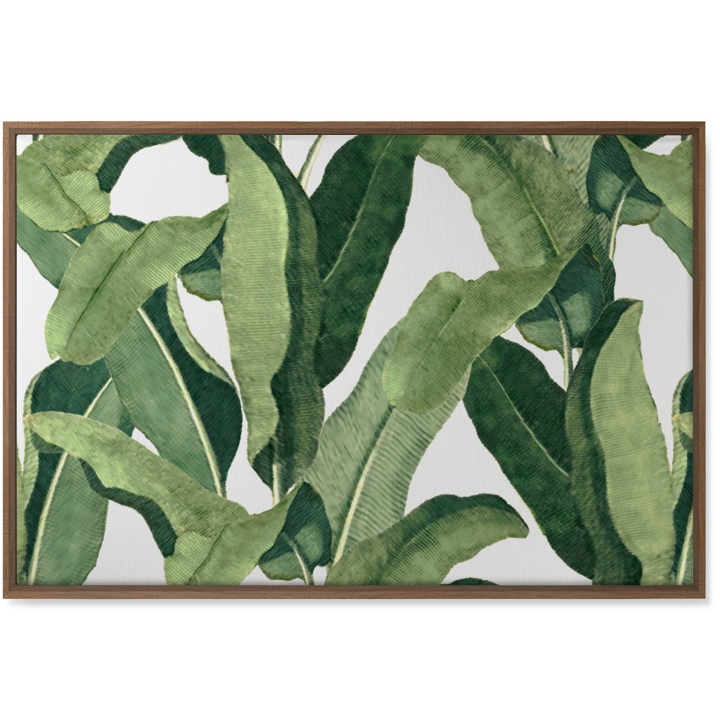 Tropical Leaves - Greens on White Wall Art, Natural, Single piece, Canvas, 24x36, Green, Classic Green